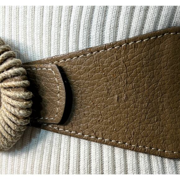 EMMANUELLE KHANH Vintage Elastic Cowhide Leather Belt with Rope Buckle – 1980s main image 8